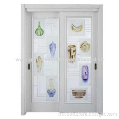 Wooden Sliding Door with Solid Hardwood Frame and Environment-friendly Paint